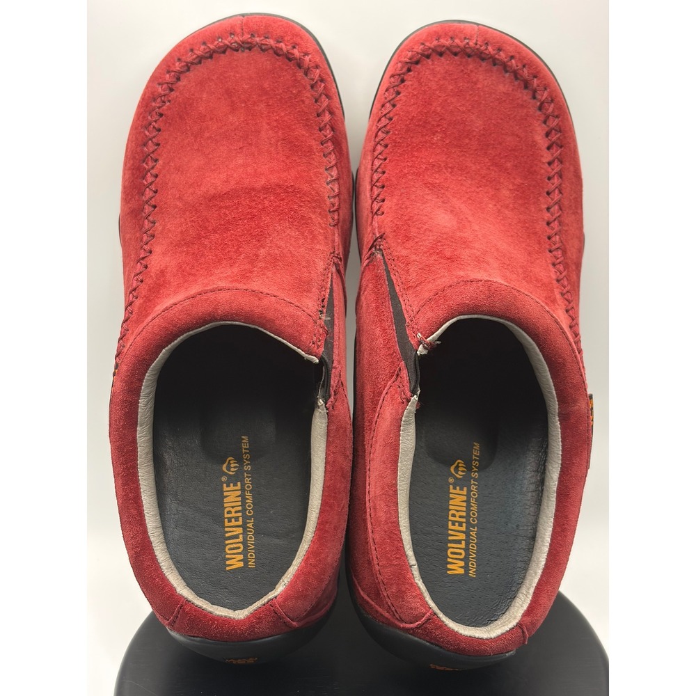 Wolverine ICS Red Suede Slip On Shoes Mens 8.5 M Moc Toe Loafers W05580